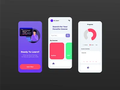Learning app UI branding graphic design logo ui ux
