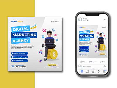 Digital marketing agency social media post design 3d banner branding brochure degital marketing design flyer graphic design illustration marketing social banner social media social media banner typography vector