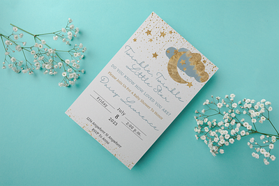 Twinkle Twinkle, Little Star Baby Shower Invitation Template baby shower ideas baby shower invitation baby shower invite baby shower party baby shower template canva celestial baby shower design digital baby shower digital invitation digital invite editable baby shower invite graphic design illustration invitation template