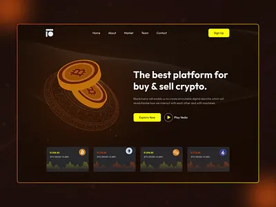Cryptocurrency Landing Page 3d bitcoin blockchain clean crypto exchange crypto landing crypto web design crypto website cryptocurrency cryto wallet crytop transacitons dark ui design ethereum graphic design landing page minimal uiux web3 webdesign