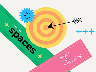 Never miss a meeting with spaces branding brucira brutask colourscheme creativity design graphic design greeen green ideas illustration pink productivity spaces style todo trending ui web design yellow