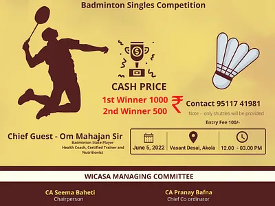Badminton Competition Poster badminton colours combinations designs fonts graphic design patterns poster