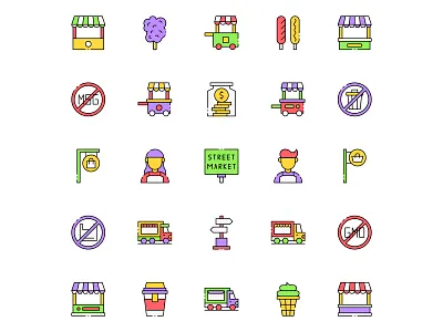 25 Street Market Icons design free download freebie icon set icons download illustration illustrator street market street market icons street market vector vector vector design vector download vector icon