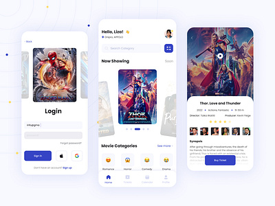 Mobile app for Movies app cinema design movies ui