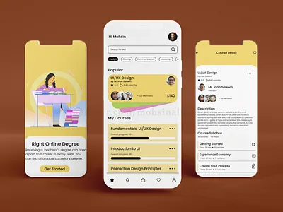 E-Learning Mobile App UI/UX Design - UI/UX Project app design elearning figma graphic design splash ui uiux ux