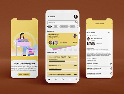 E-Learning Mobile App UI/UX Design - UI/UX Project app design elearning figma graphic design splash ui uiux ux