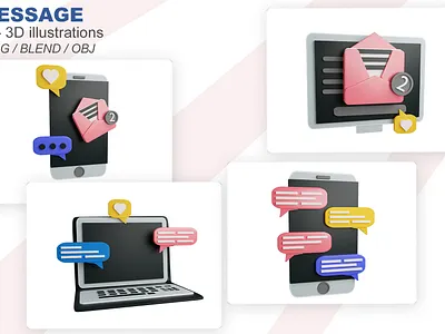 Message chat 3D illustration 3d 3d icon 3d illustration blender illustration message message 3d icon mobile mobile chat 3d