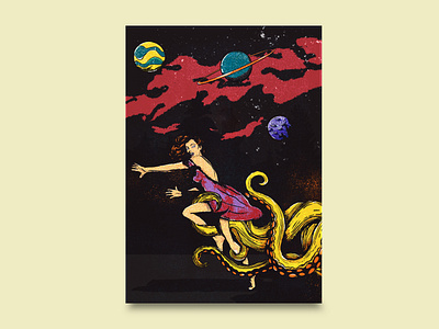 Octopus attacks by hand design digitaldrawing graphic design hand made illustration photoshop posterdesign