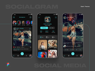 Social Media App Design Concept ( Dark Theme ) google ux design ui ux ui ux design uiux user experience design user experience researcher ux uxdesign