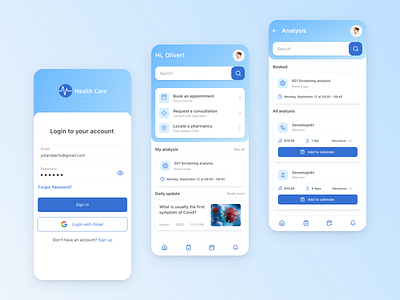 Healthcare Application - Medical Application app application design figma material design mobile mobile application ui ui design ux ux design