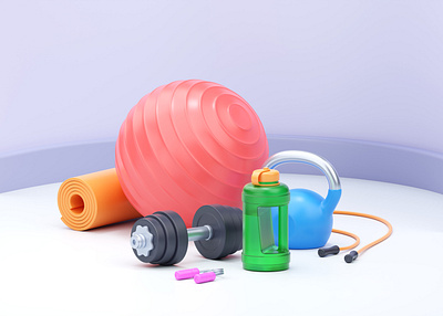 Sports or beer? Beer, of course 3d ball blender body bodybuilding bottle dubmmbell fit fitness gym health home illustration kettlebell loss sport tone training weight yoga