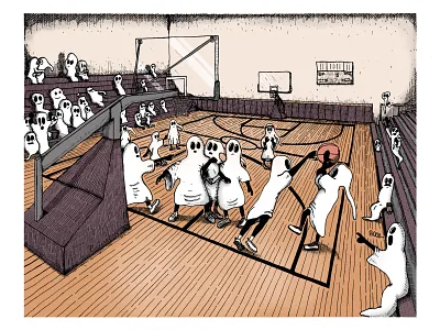 Ghost Basketball basketball cartoon illustration character design design digital art illustration ink drawing