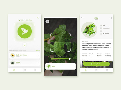 Plant Scanner App app design identification plant scanner ui ux