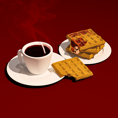 3D waffles for breakfast 3d breakfast cinema design illustration modelling render
