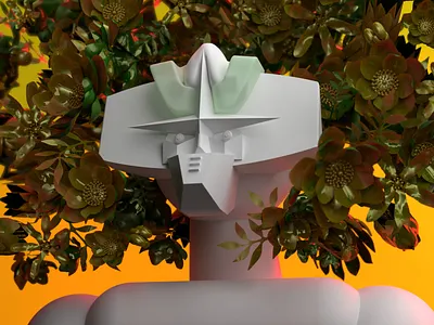 Autumn loving robot 3d illustration autumn character minimal portrait redshift rendering robot