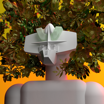 Autumn loving robot 3d illustration autumn character minimal portrait redshift rendering robot