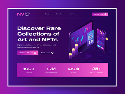 NFT Landing Page Concept V3 🦄 design header hero hero section landing landing page mockup ui ui design uiux web website website ui website uiux webui