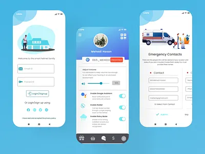 Smart Bike Helmet Apps Design animation apps apps design branding case study design graphic design illustration landingpage logo mobile apps smart helmet case study ui ux vector