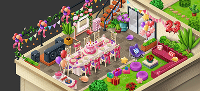 Isometric Game - Birthday Level decoration game