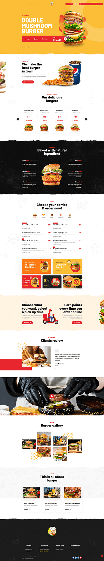 Fast Food & Restaurant Website Design animation branding business website design elementor pro graphic design illustration logo restaurant website design vector
