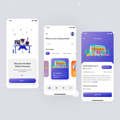 Online courses application brand care co ordination courses design ehr facesheet illustration logo online app patient app patient engagement ui
