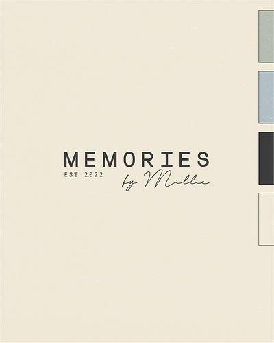 Memories by Millie brand design brand designer brand photography branding design editorial design graphic design graphic designer logo logo design photobook design photography typography