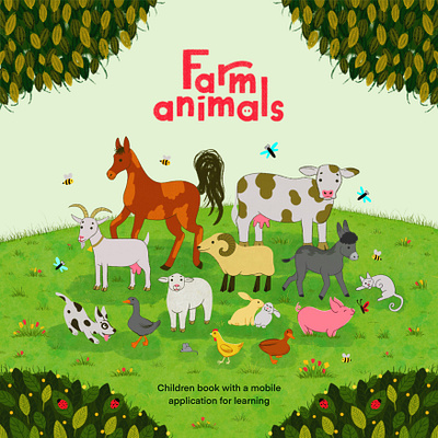Farm animals activitybook animalcharacters bookcover bookillustration characterdesign childrenillustration cow digitalart donkey farm farmanimals horse illustration kidlitart nonfiction picturebook pig procreate ram sheep