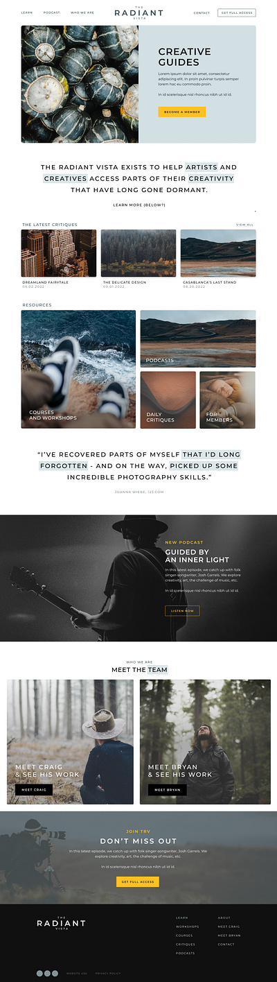 UX/UI - The Radiant Vista design ui ux