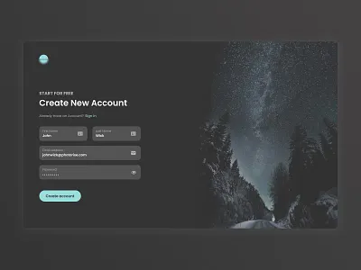 Sign Up app design ui ux
