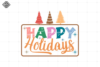 Retro Happy Holidays SVG File, Christmas Png reindeer png
