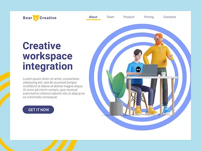 Creative Header section 3d illustration agency blue business clean creative design homepage illustration landing page logo marketing modern template ui uiux web web design website yellow