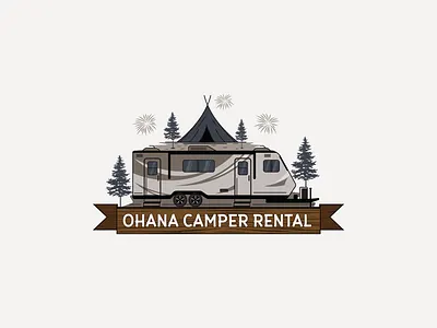 Ohana Camper Rental Logo branding bus design graphic design illustration logo logo design logo designer minimalist photo bus unique logo