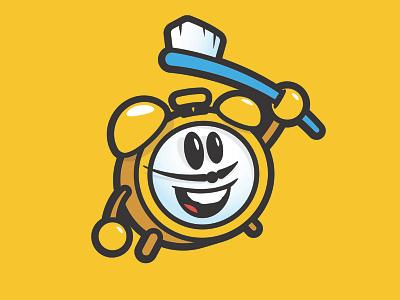 Brush Clock alarm clock brush clock happy illustration moustache smile time toothbrush