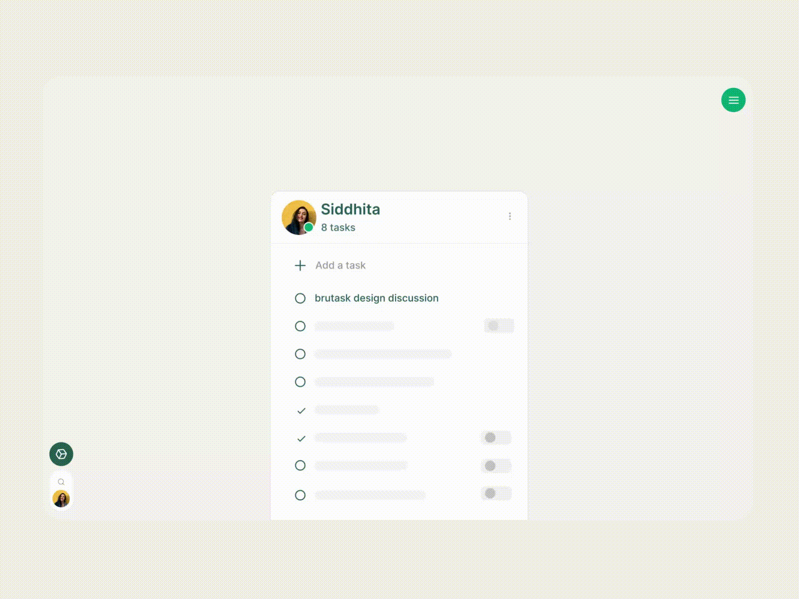 Brutask - Google calendar integration 2d abstract animation animation ui shots app concept creativity dailytask design design thinking google green idea illustration minimal motion graphics todo ui design ui shots ux design