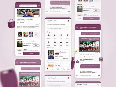 Tailor Service Mobile App Exploration app branding chat chat room design home homepage mobile mobile app mobile design purple service tailor ui ui design user interface ux visual design