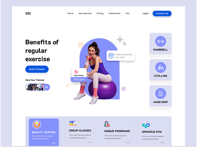 Fitness home page UI clean excercise exploration fitness graphic design health homepage interface landingpage minimal design saas training ui ux design uxdesign web design website design weightloss workout yoga