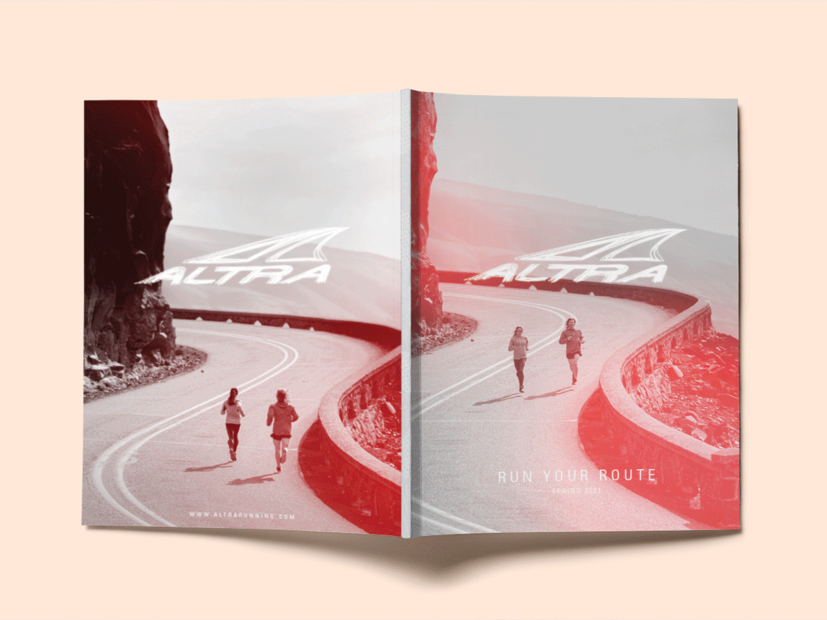 Altra Running Seasonal Catalogs catalog design editorial modern nike photography print running type typography