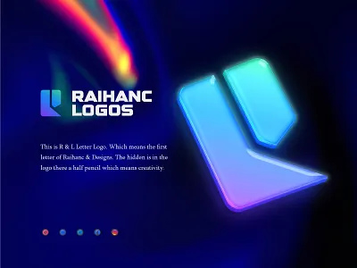 RL Letter Logo Design (Raihanc Logos) 3d abstract app branding creative logos gradient graphic design letter logos logo design logo mark r l letter raihanc logos simple logos
