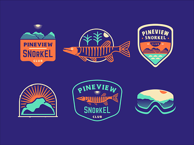 Pineview Snorkel Club [ wip ] badge branding brassai fish mountain nature outdoor patch sun wild