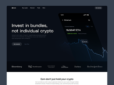 Crypto Investment app blockchain clean clean ui crypto cryptocurrency cryptotrading design ethereum finance invest irakli lolashvili landing stocks trader ui website