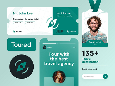 Toured: branding, logo design, visual identity brand identity brand sign branding business graphic design logo design logotype motion graphics travel travel agency user interface visual design