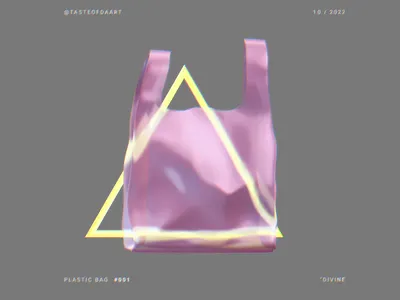 001 — Divine 3d animation art digital art frosted glass gallery glow graphic design halo motion graphics nft pink plastic plastic bag