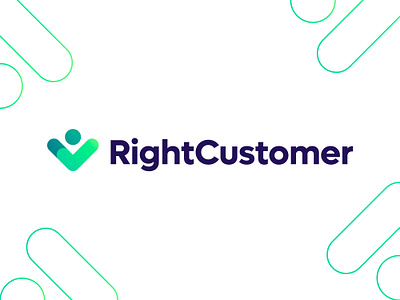RightCustomer logo design branding check mark customer fintech human icon management marketing minimalistic modern people person right support vadim carazan