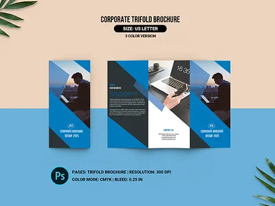 Trifold Corporate Brochure agency brochure business brochure clean company brochure corporate brochure design minimal psd template trifold brochure