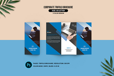 Trifold Corporate Brochure agency brochure business brochure clean company brochure corporate brochure design minimal psd template trifold brochure