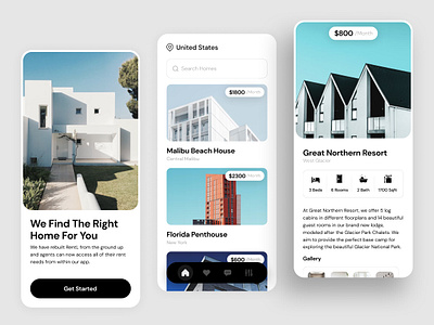 Rentl - Home Rent App apartment beach house broker building design estate home home rental house rental housing minimal penthouse property real estate recent rental ui ui design ux ux design