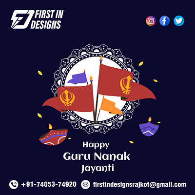 Guru Nanak Jayanti branding design festvelpost graphic design illustration post postdeign soicalmedia