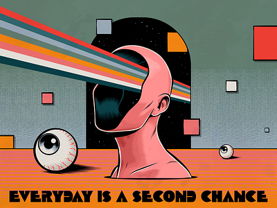Everyday is a second chance album art band design fantasy illustration life music positive thinking psychedelic surrealism vector wisdom