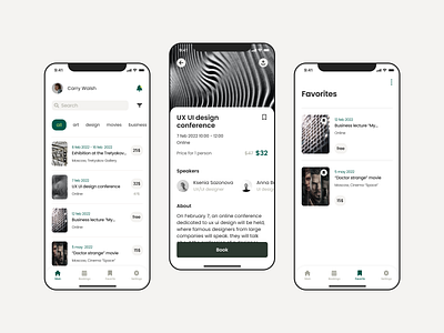 UI design for event app app bookings concept design event figma ui