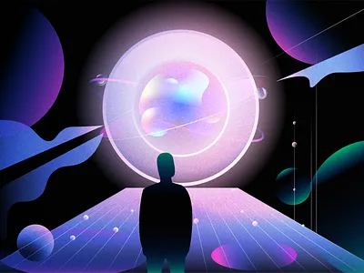 A person is immersed in a digital illusion. art flat illustration illustration art vector